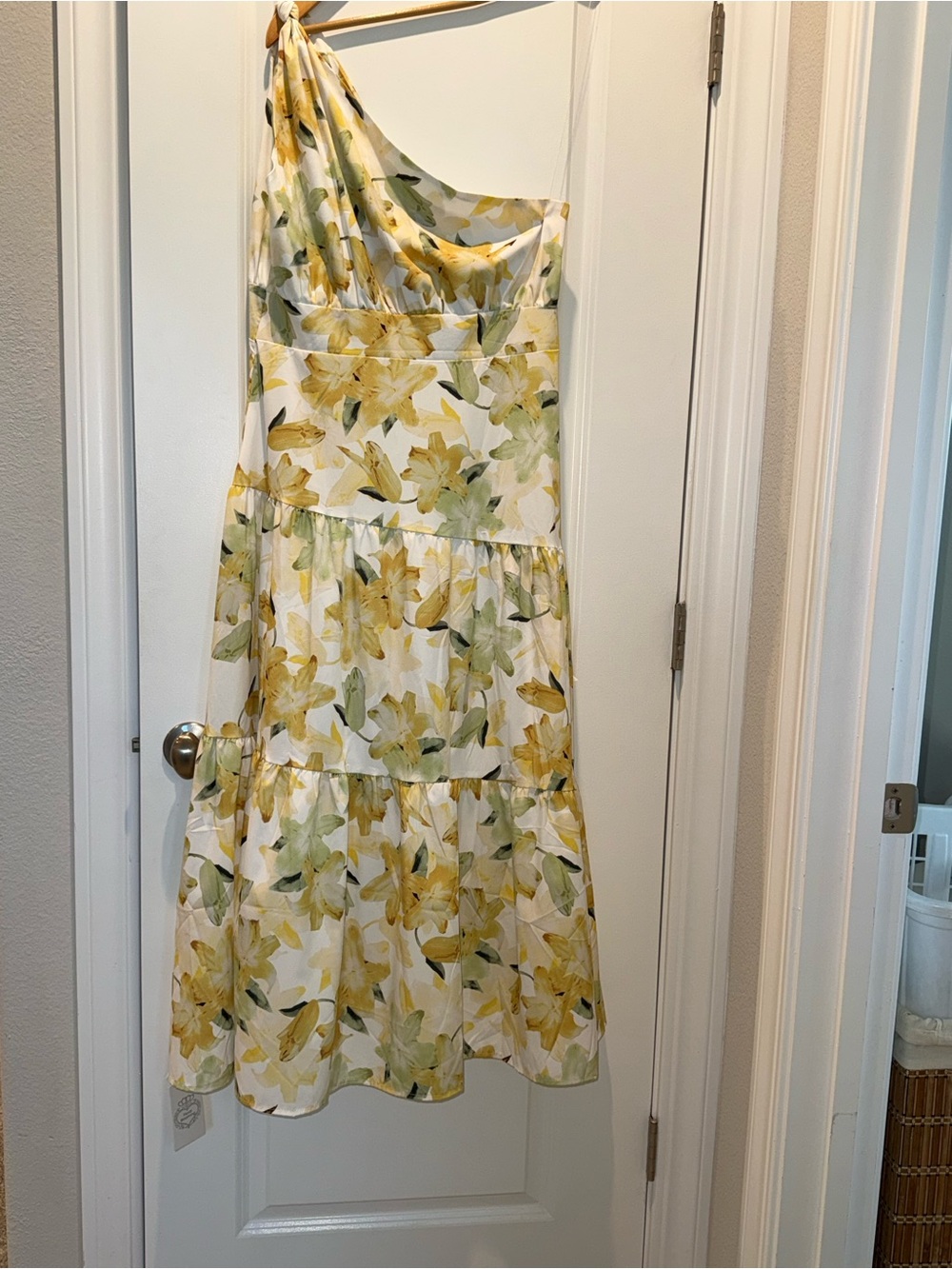 Asymmetric Yellow Floral Maxi Dress